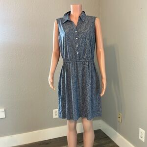 Alfani Womens Shirt Dress DENIM TEXTURE Print Button Up Sleeveless BLUE NWT #24